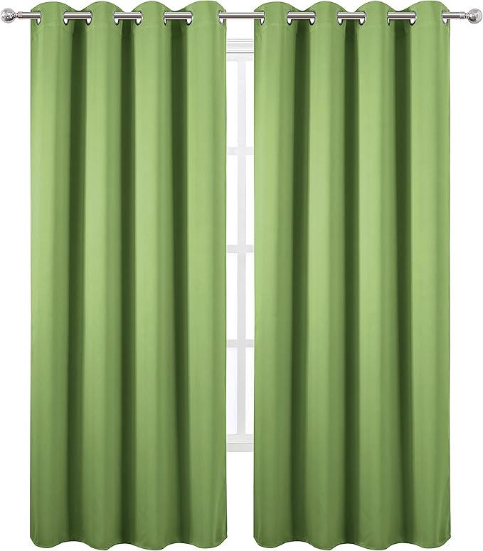 Blackout Curtains 66 x 95 inch/Light Green Curtains Set of 2 Panels/Thermal - Image 2