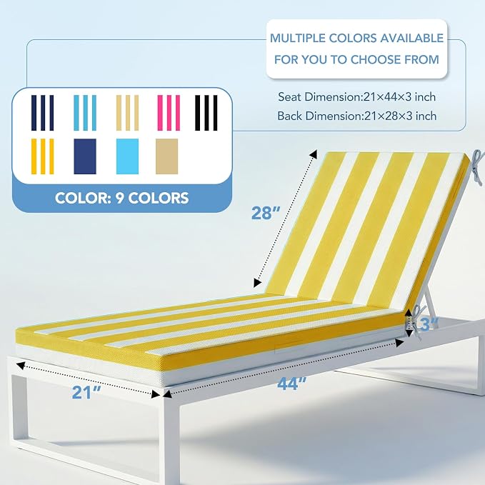 L'AGRATY Outdoor Lounge Chaise Cushion: 72x21x3 Inch Waterproof Lounge Chair - Image 2