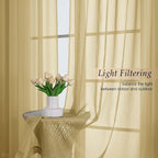 Gold Sheer Curtains for Bedroom Living Room 96 Inches Long 2 Panels, Modern - Image 3