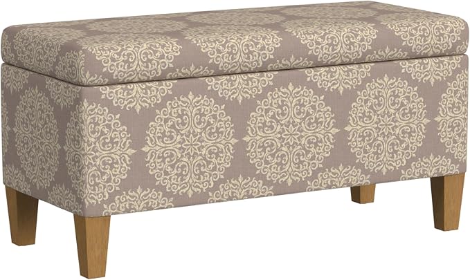 HomePop Drake Large Decorative Storage Bench -Brown Medallion by HomePop