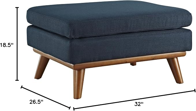 Modway Engage Mid-Century Modern Upholstered Fabric Ottoman in Azure - Image 3