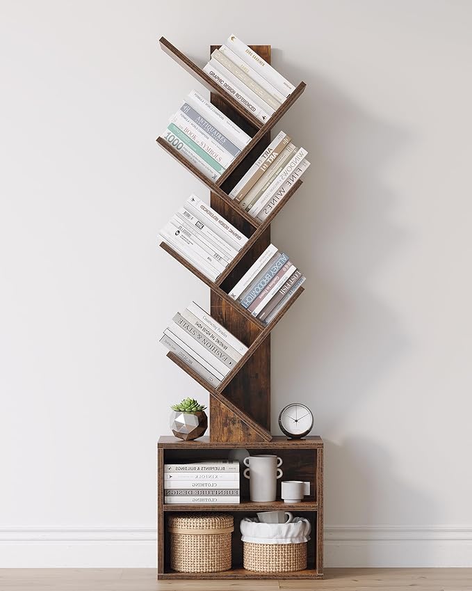 SUNMORY 6 Tier Tree Bookshelf, Small Bookcase by SUNMORY