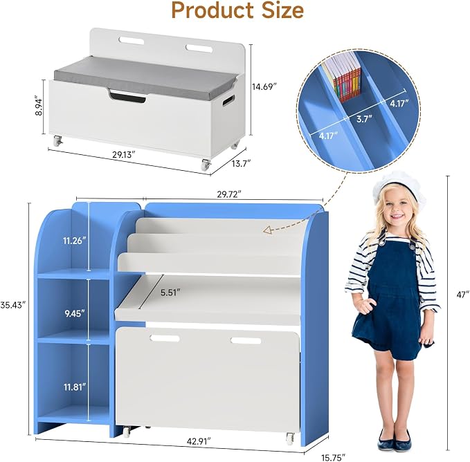 ONBRILL Kids Bookshelf and Toy Storage Organizer - Image 2