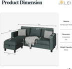 SUNLEI Convertible L-Shaped Sectional Couches - Image 3
