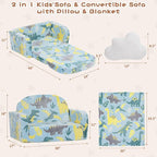 Extra Wide Kids Couch, 2-in-1 Soft Toddler Couch - Image 2