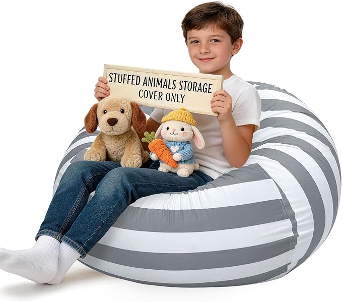 Lukeight Stuffed Animals Storage Bean Bag Chair Cover by Lukeight