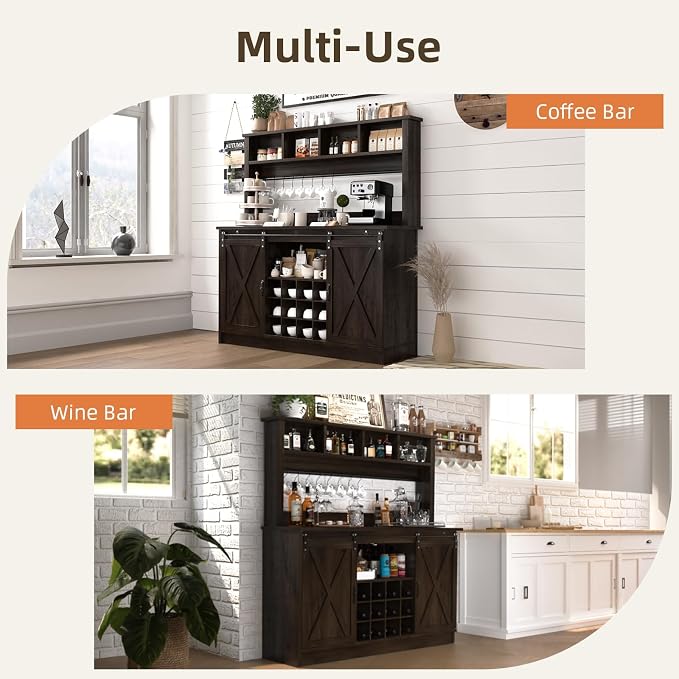 4ever2buy Farmhouse Coffee Bar Cabinet - Image 7