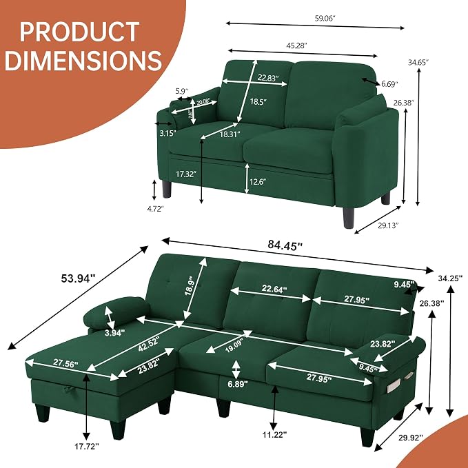5 Seat Sectional Sofa Set for Living Room Set - Image 2