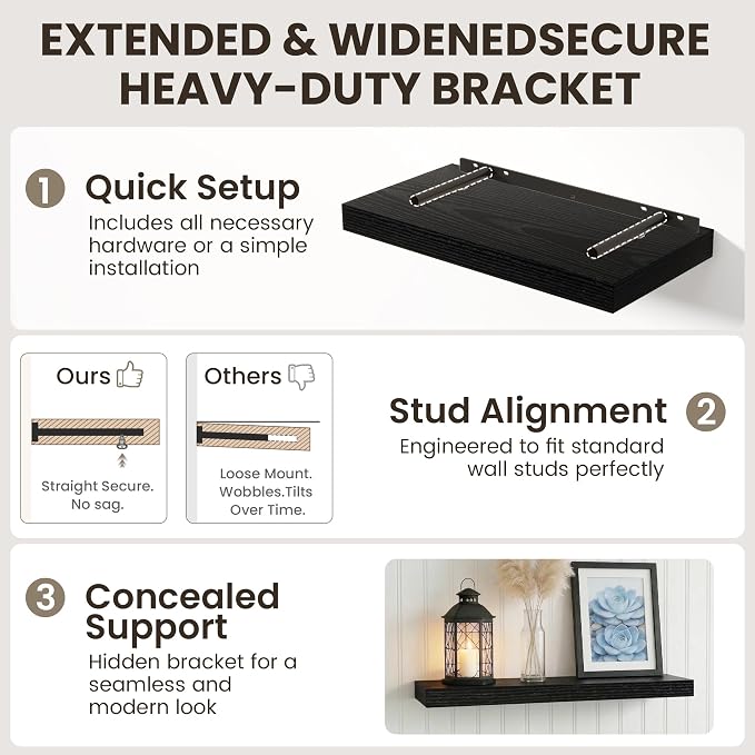 Dreamland Floating Shelves for Wall, Small Deep Floating Shelf Square Wall Shelf - Image 4