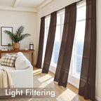 MIULEE Chocolate Sheer Curtains 96 Inches Long 4 Panels 42 x 96 Inches | Light - Image 4