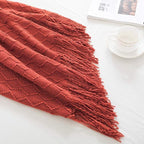 BOURINA Rust Throw Blanket 50x60 Inches Throw Textured Solid Soft Sofa Throw - Image 3