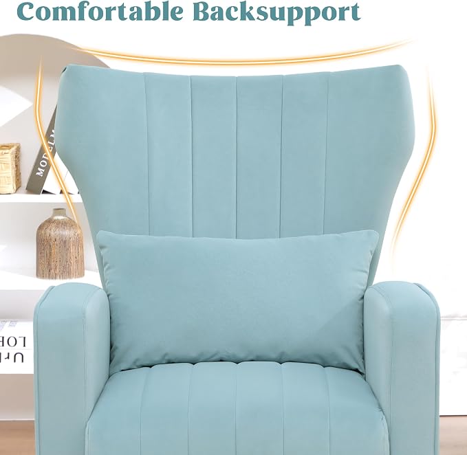 Modern Accent Chairs Set of 2 Upholstered Living Room Chairs, High Back Arm - Image 4