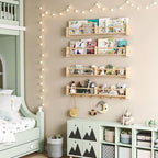 34Inch Nursery Bookshelves, Wall Floating Shelf Kids Coat Rack - Image 4