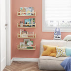Fixwal Nursery Book Shelves, 16.5 Inch Floating Nursery Bookshelves, Solid Wood - Image 4