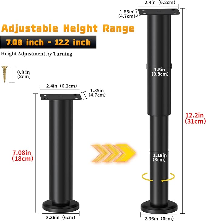 Wlrrcwdttc 6 Pcs Adjustable Height Bed Support Legs - Image 2