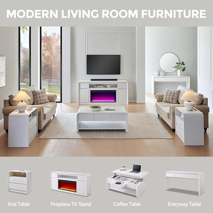 Modern Fireplace TV Stand with 36" LED Electric Fireplace - Image 8