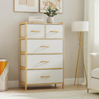 Giantex 5-Drawer Dresser for Bedroom, Bamboo Storage Tower - Image 2