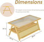 Bamworld Coffee Table with Storage Mid-Century Modern Coffee Table Boho - Image 2
