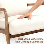 Modern Accent Chair with Wooden Frame & Linen Fabric, Mid Century Modern Chair - Image 8