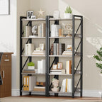HOOBRO Bookshelf, 5-Tier Industrial Bookcase, Book Shelf Storage Organizer - Image 2