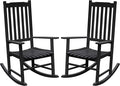 Flamaker Acacia Wood Patio Rocking Chair Set of 2, High Back and Widen Armrest by Flamaker