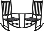 Flamaker Acacia Wood Patio Rocking Chair Set of 2, High Back and Widen Armrest by Flamaker