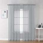 Chyhomenyc Light Grey Sheer Curtains 78 Inches Long 2 Panels Set by Chyhomenyc
