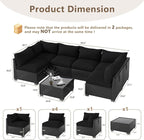 LOUVIXA 7 Piece Outdoor Patio Furniture Set, Outdoor Sectional Sofa, Wicker - Image 2