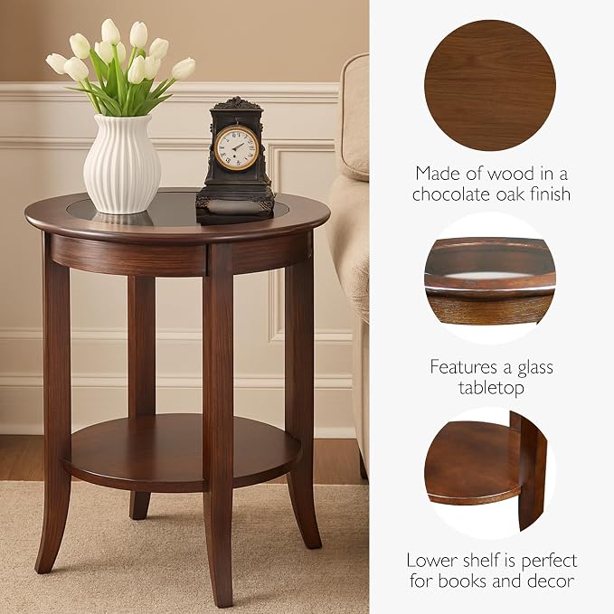 Leick Home 10036 Round Glass Top Side Table - Image 4