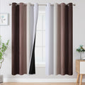 Brown and Greyish White Blackout Curtains 52Wx72L 2 Panels | Ombre Curtains by ESTELARTEXTILER
