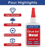LOOCTOT 30g Metal Glue, Small Piece Metal Repair, Super Instant Glue Bonding - Image 4