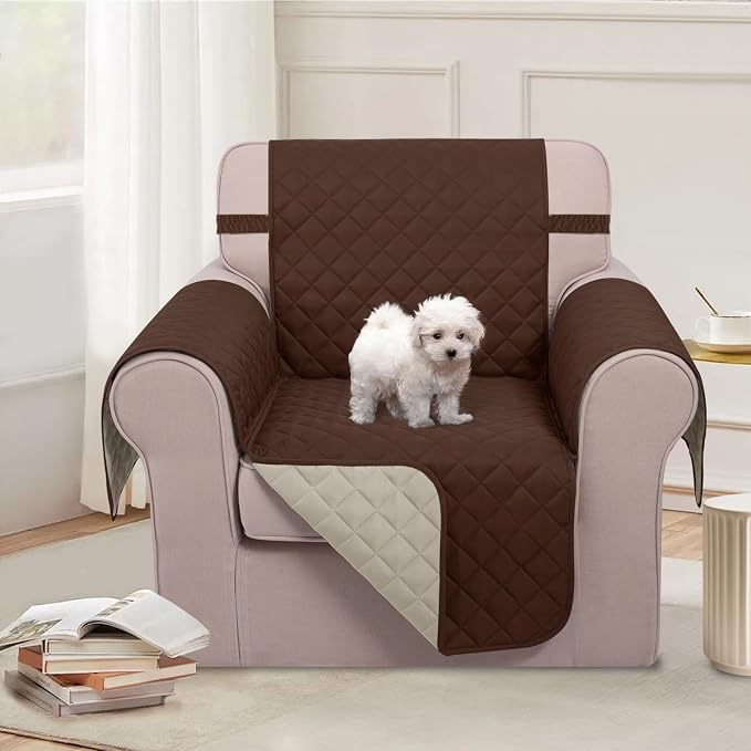 U-NICE HOME Reversible Recliner Chair Covers, Pet Friendly, Elastic Straps - Image 2