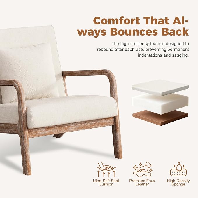ELUCHANG Mid-Century Modern Chair, Accent Chair - Image 4