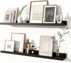 Fun Memories Picture Ledge Shelves Set of 2, 32 Inch Rustic Wall Mounted by FunMemories