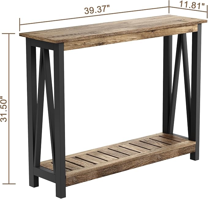 ChooChoo Farmhouse Console Table, Rustic Vintage Narrow Sofa Table - Image 2