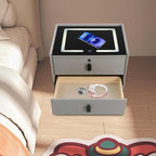 Smart Nightstand w/Fingerprint Lock Drawers, Smart Bedside Table w/USB Charging - Image 7