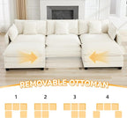 111'' Sectional Cloud Deep Seat Couch, Oversized Chenille U Shaped Sectional - Image 6