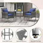 Tangkula 3-Piece Patio Furniture Set, PE Wicker Conversation Bistro Set w/A - Image 5