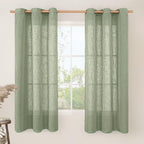 Linen Blended Curtains 63 Inches Long, Soft Thick Linen Textured Light by LAMIT