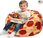 Lukeight Pizza Stuffed Animals Storage Bean Bag Chair Cover by Lukeight