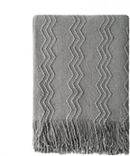BOURINA Greyish Throw Blanket 50x60 Inches Throw Textured Solid Soft Sofa Couch by BOURINA