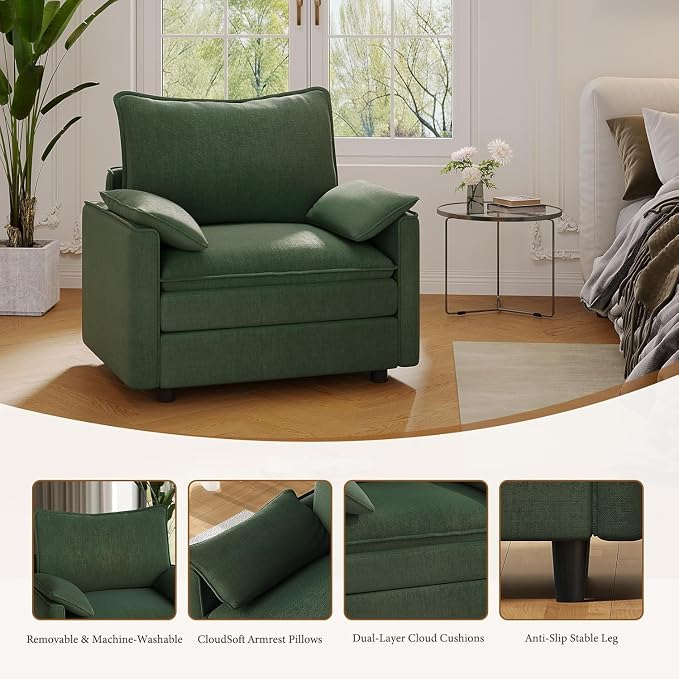 Vesgantti 40" Single Seat Sofa, Comfy Cloud Couch Deep Seat Upholstered Couch - Image 5