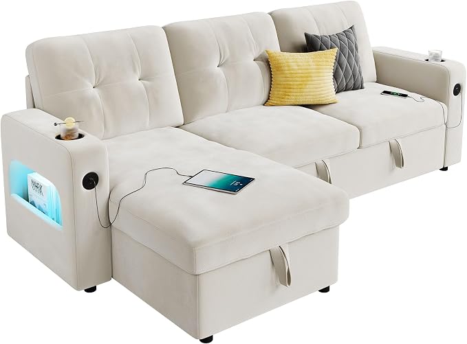 GarveeHome 84 Inch Sleeper Sofa Couch, L-Shaped Couches, Convertible Pull Out - Image 8