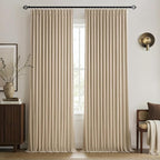MIULEE Taupe Pinch Pleated 100% Blackout Linen Curtains 40x90 Inches | Room by MIULEE