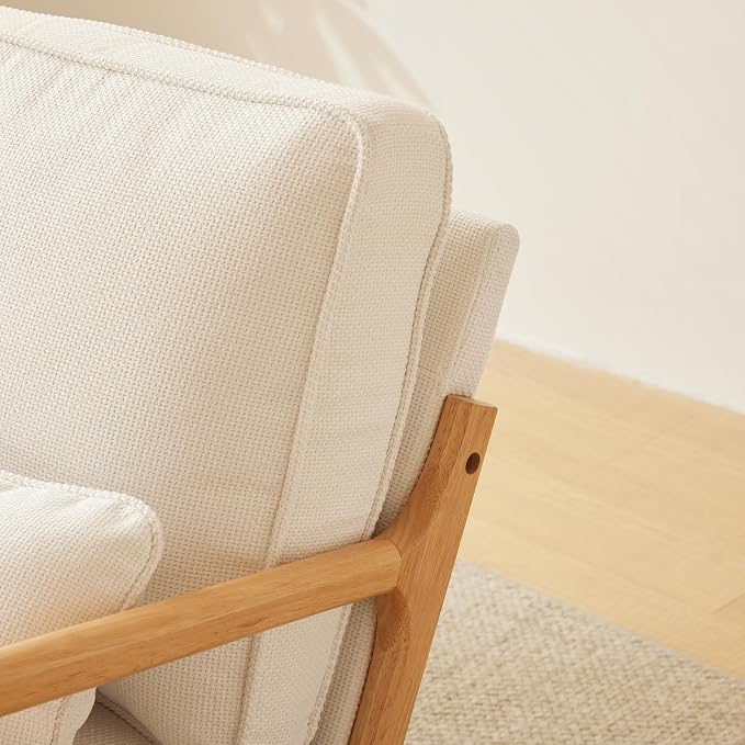 VINGLI Cozy Living Room Chairs, Coarse Linen Beige Accent Chairs Set of 2 - Image 6