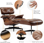 Top Grain Leather, Mid Century Chaise Lounge Chair and Ottoman, Reading Chair - Image 4