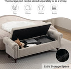 SOFTHION 58.1" Storage Bench Upholstered Linen End of Bedroom Bed Bench Ottoman - Image 3