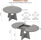 Extendable Dining Table, Round Kitchen Dining Room Dinner Table - Image 9