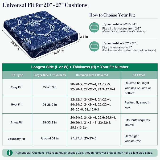 8Pcs Patio Cushion Covers Stretch Outdoor Furniture Protector Slipcovers | - Image 3
