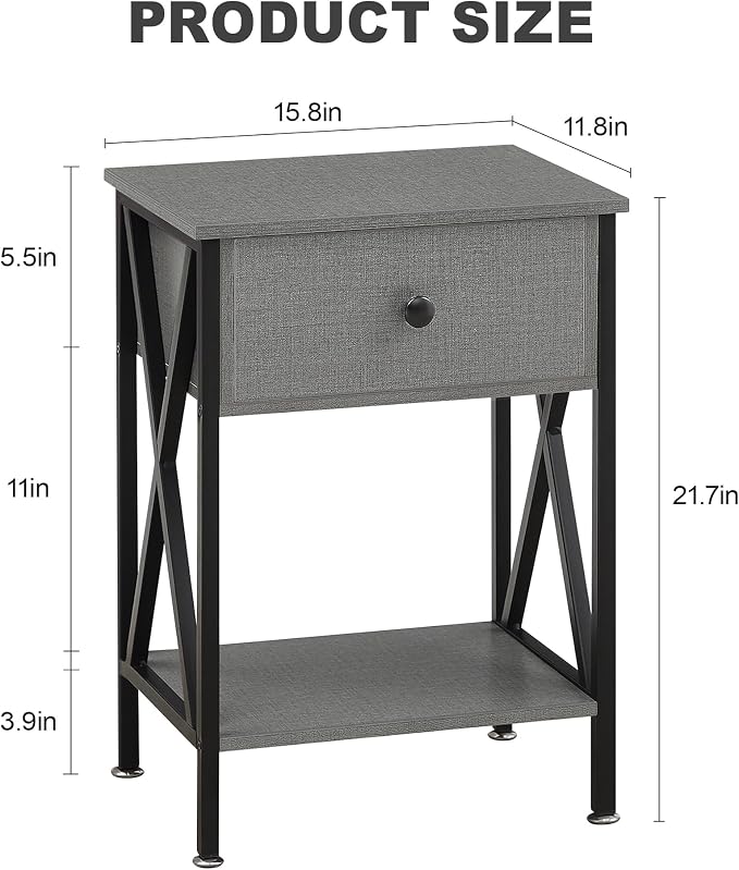 VECELO Nightstands Set of 2, Modern Bedside End Tables, Night Stands - Image 3